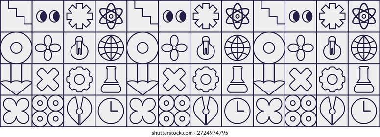 Fondo de línea de educación escolar con mosaico de niño geométrico y patrón colorido. Materiales de aprendizaje escolar y tarjetas con un patrón de mosaico de geometría.
