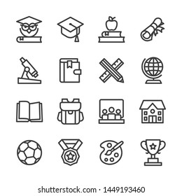 School and education line icon set vector