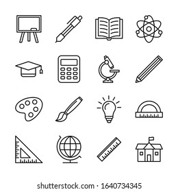 School and education line icon set