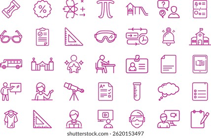 Schule und Ausbildung Linie Symbol in rosafarbener Farbe Vektorgrafik gesetzt