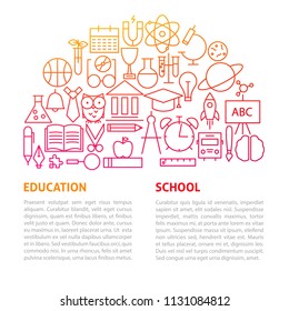 School Education Line Template. Vector Illustration of Outline Design.