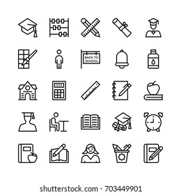 School and Education Line Vector Icons 1