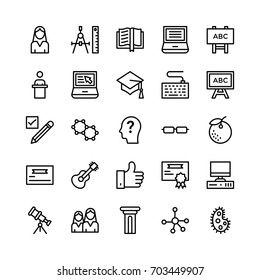 School and Education Line Vector Icons 4