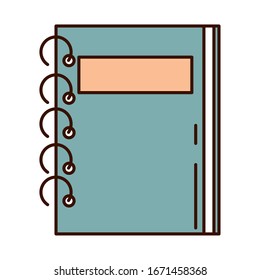cuaderno de educación escolar con línea de ilustración vectorial de suministro espiral e icono de estilo de relleno