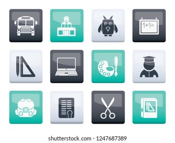 School and education objects over color background - vector illustration