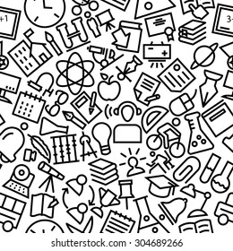 School and Education Outline Icon Pattern 