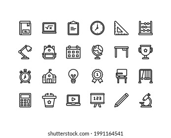 School and Education Outline Icon Set