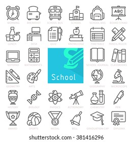 School education. Outline icon set.