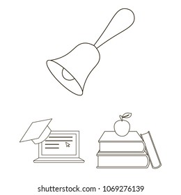 School and education outline icons in set collection for design.College, equipment and accessories vector symbol stock web illustration.