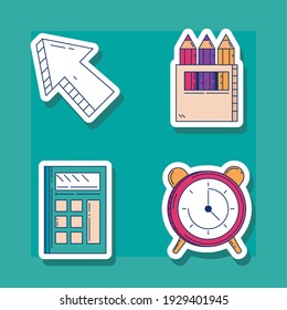 school education pencil calculator icons