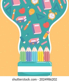 school education pencils and supplies card