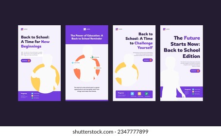 School Education promotion collection with vertical standee roll up banner or social media story template