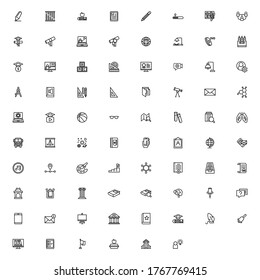 school and education related icon set, in linear, outline style isolated on white background