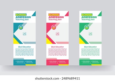 School education Roll up banner and rack card design template 