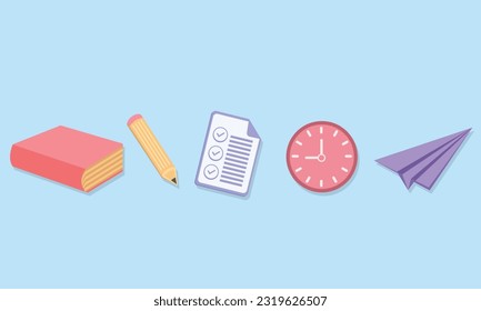 School and education set icon. on blue background