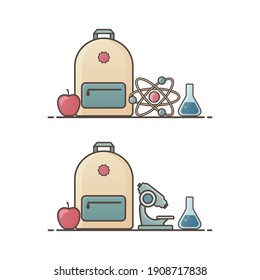 School education set. Vector flat illustration. Isolated on white background.