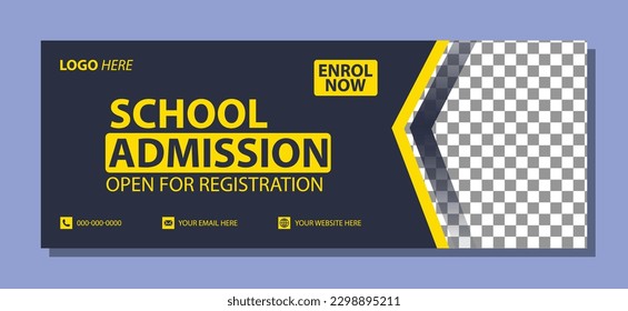 school education social media cover page layout and kids school admission web banner template design set minimal and modern	