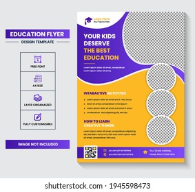 School education social media post and back to school web banner template or square flyer poster design