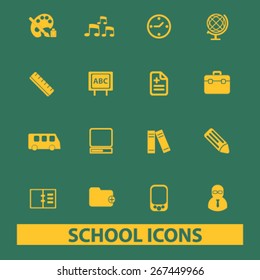 school, education, study, learning isolated web icons, signs, illustrations concept design set, vector