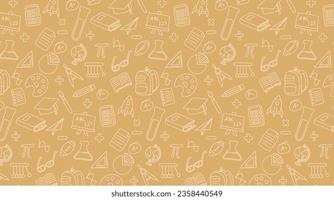 school education study seamless pattern background doodle hand drawing education icon