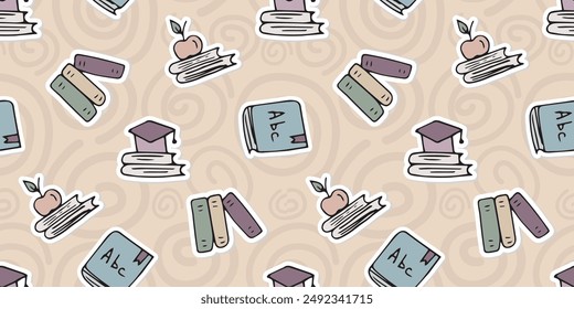 school. education. study. seamless pattern. to study. subjects for school. lessons. to study. icons. Doodle. vector. sticker. books. copybook. a pen. pencil. ruler. figures. mathematics. stylus.