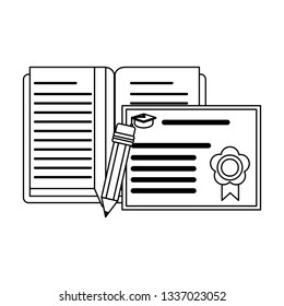 School and education supplies black and white