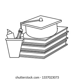 School and education supplies black and white