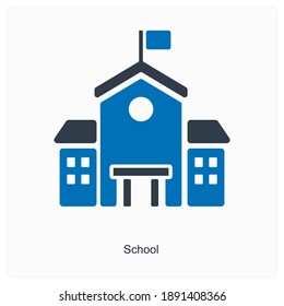 Escuela. Icono de material educativo