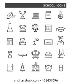 School and education thin line icons set