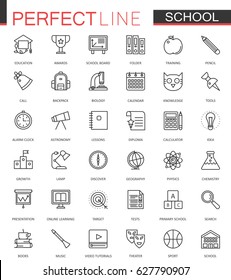 School education thin line web icons set. Outline icon design.