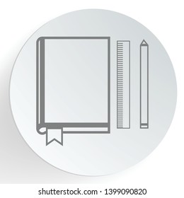 School and education vector flat design single isolated icon. Book, pencil icon.