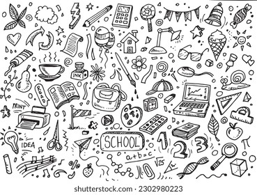 School and education vector hand drawn doodles 