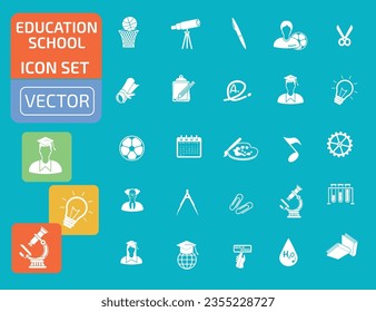 School And Education Vector Icon Set