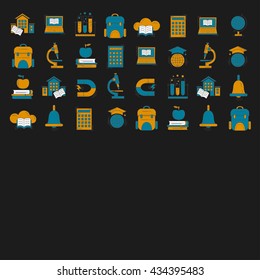 School and education vector icons on blackboard