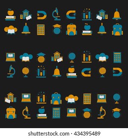 School and education vector icons on blackboard