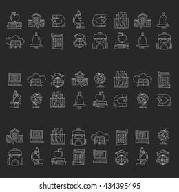 School and education vector icons on blackboard