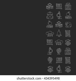 School and education vector icons on blackboard