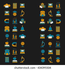 School and education vector icons on blackboard