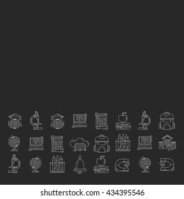 School and education vector icons on blackboard