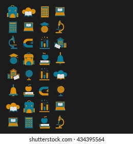 School and education vector icons on blackboard