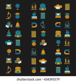 School and education vector icons on blackboard