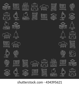 School and education vector icons on blackboard