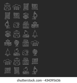 School and education vector icons on blackboard