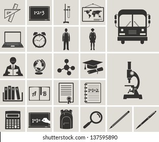 school and education vector icons set