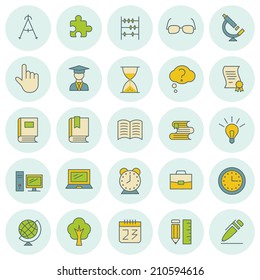 School and education vector icons set. For web site design and mobile apps. 