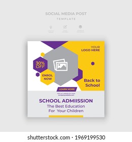 School Education web banner design. Open school social media post template