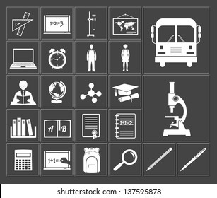 school and education white vector icons set