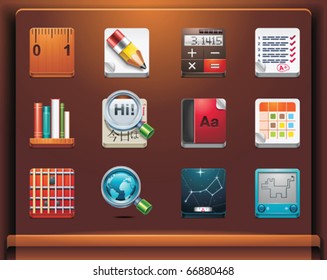 School and educational apps. Mobile devices apps/services icons. Part 12 of 12
