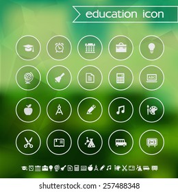 School and educational icons on blurred background