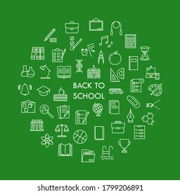 School and educational icons set. Logo, pictogram, design infographic elements. 